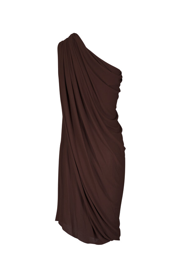 Michael Kors Collection Espresso Draped One Shoulder Dress - view 3