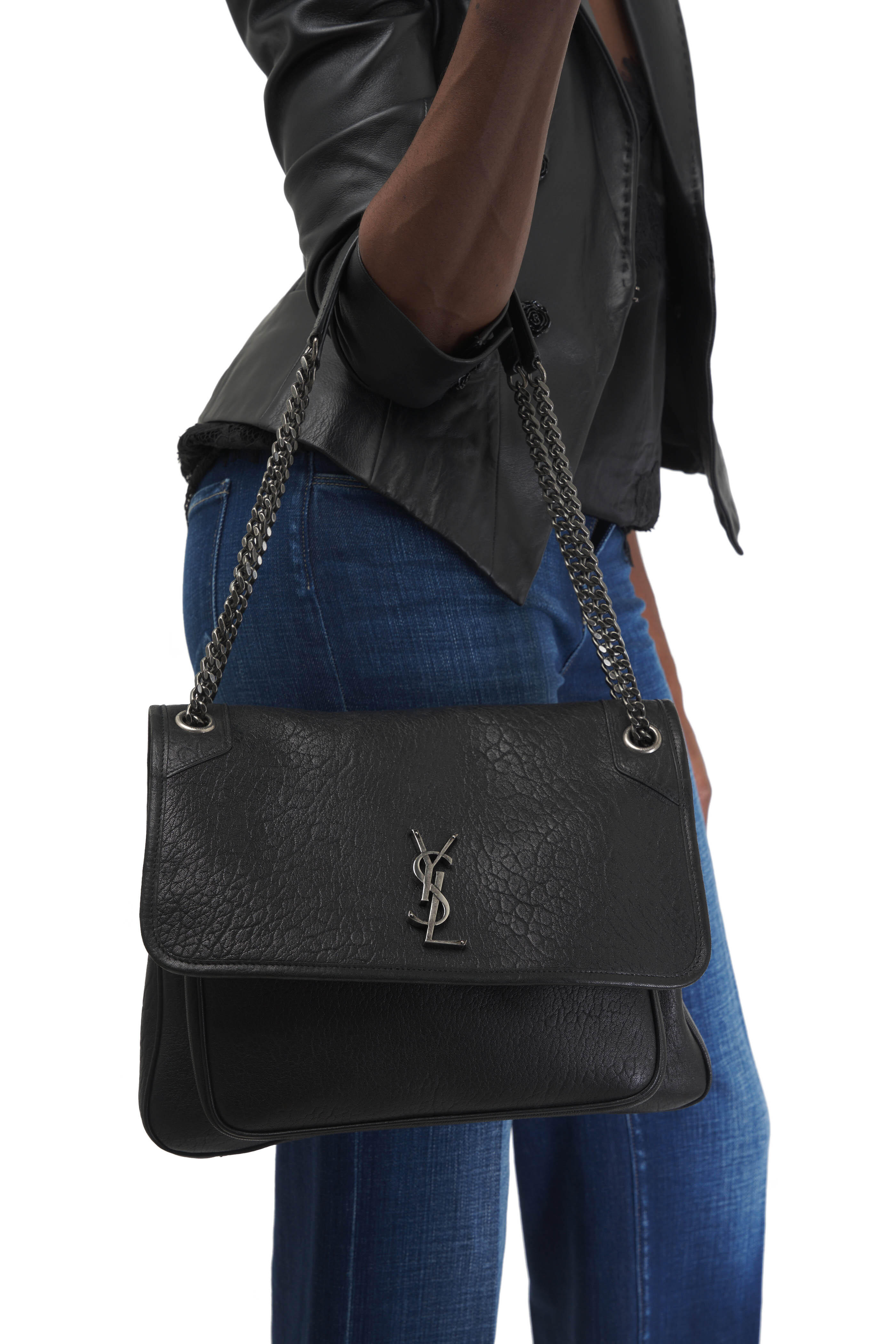 ショルダーバッグ・ポシェット Saint Laurent Black Leather Large Niki Bag Saint Laurent - Large Niki Light Musk Leather Shoulder Bag