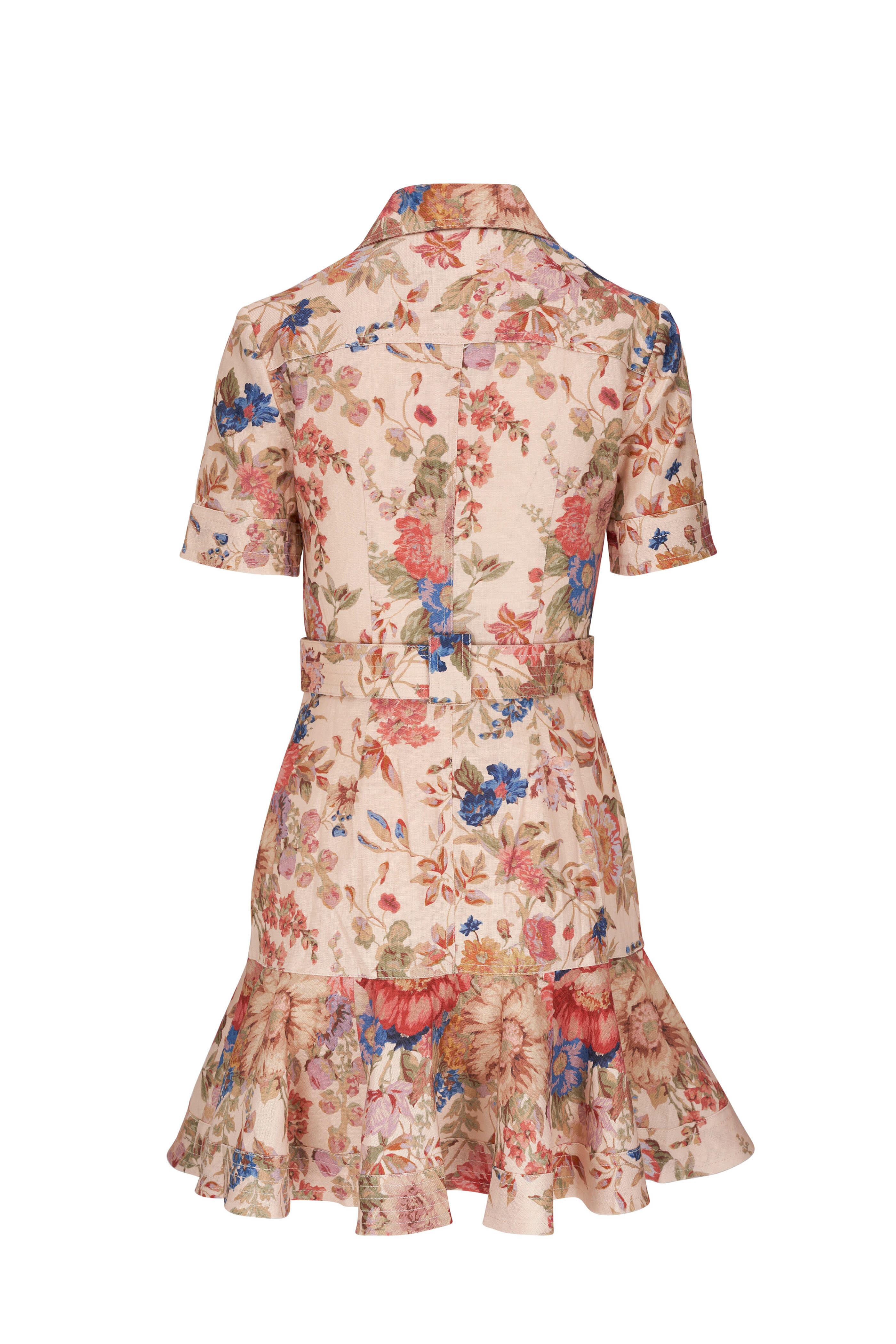 Zimmermann August Belted Floral Linen Mini Dress