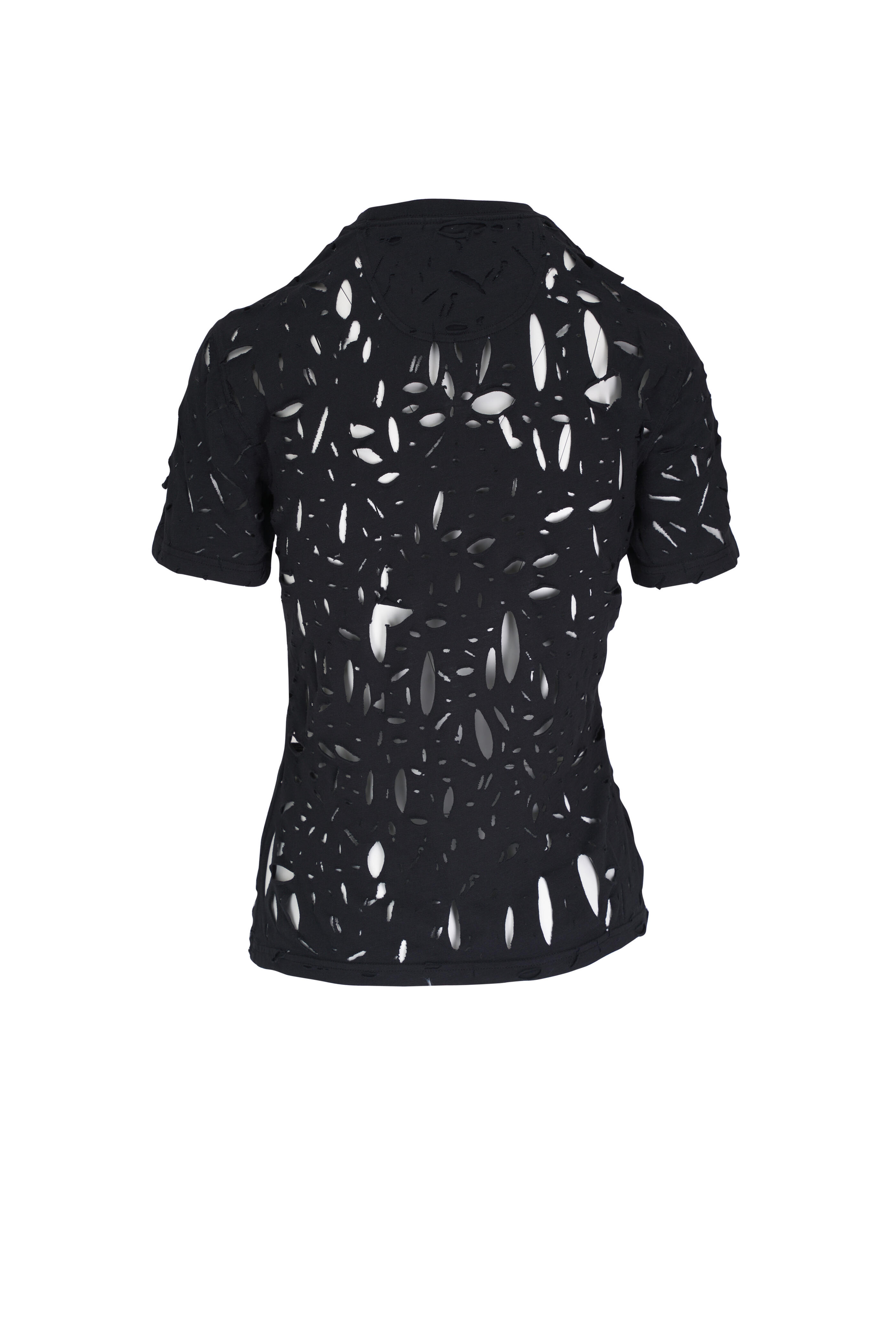 R13 - Shredded Black Cotton T-Shirt | Mitchell Stores