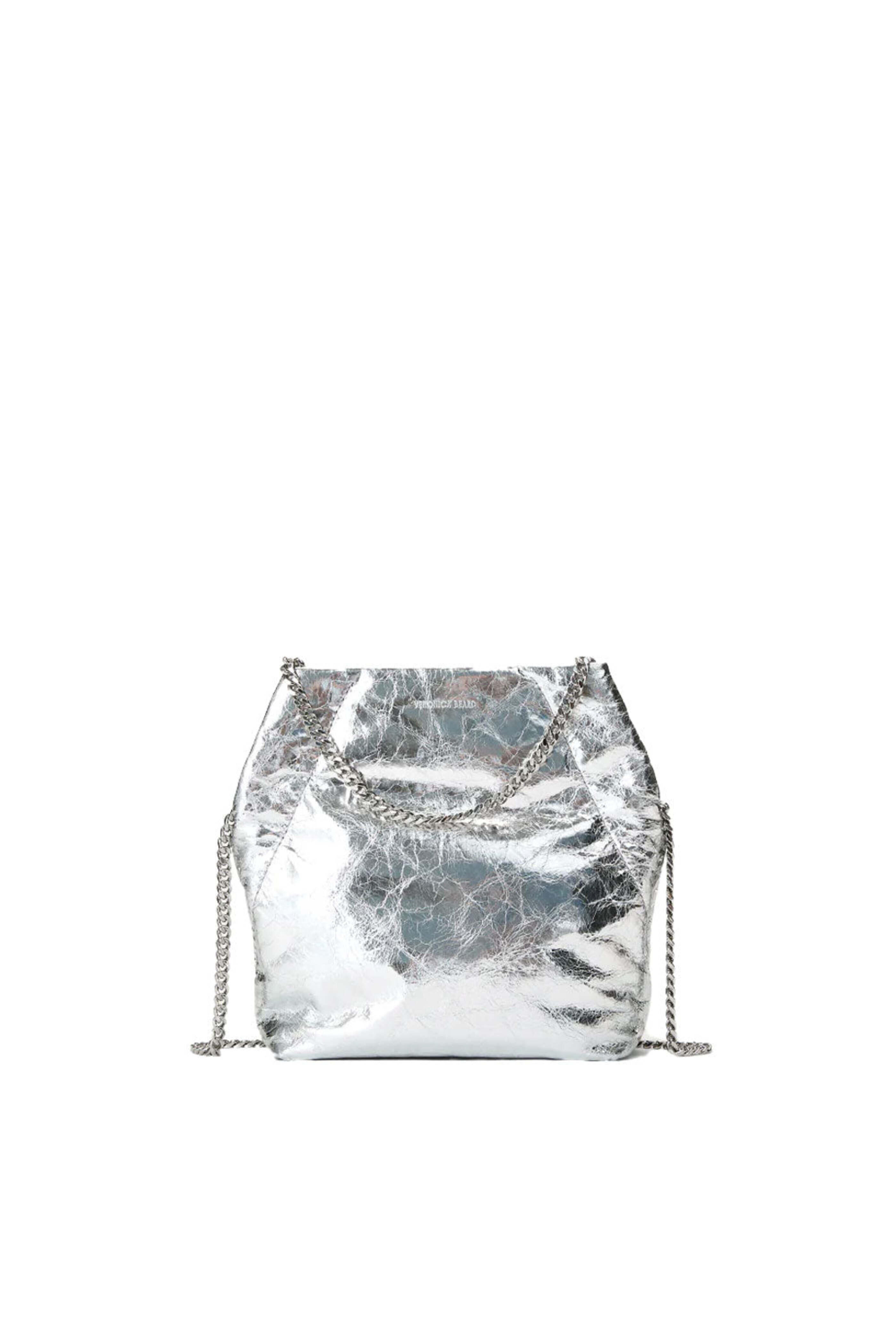 Veronica Beard - Small Metallic Slouch Shoulder Bag in Silver