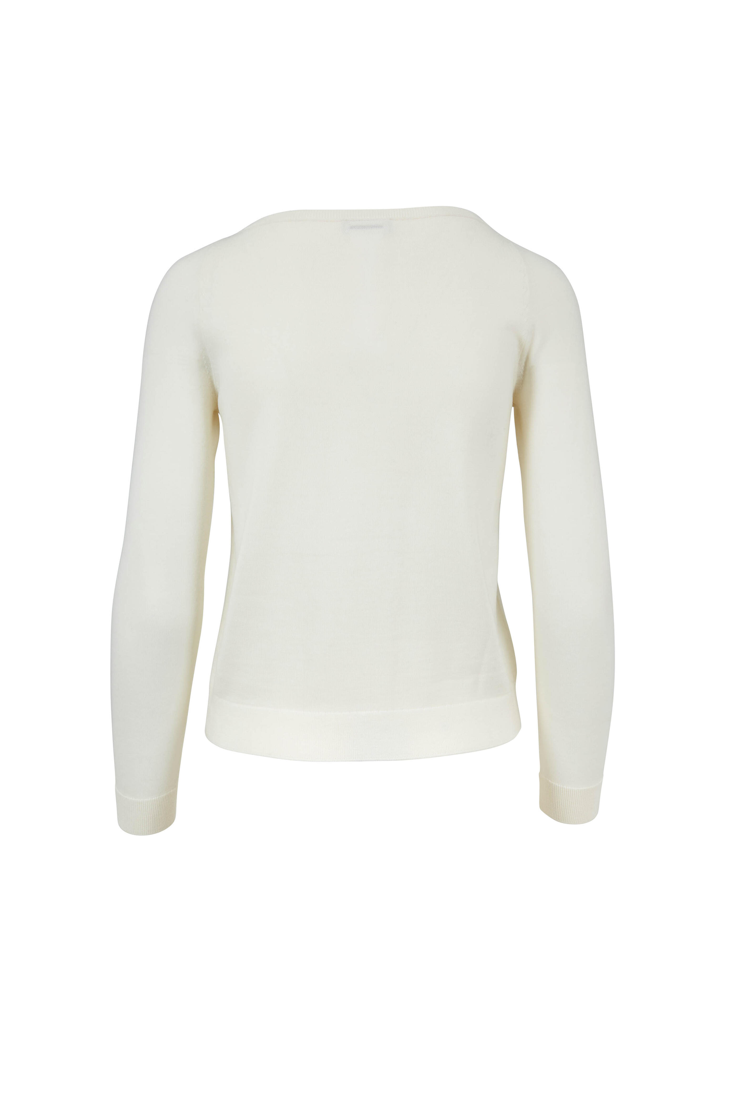 Akris Punto - Cream Wool Studded Bateau Sweater