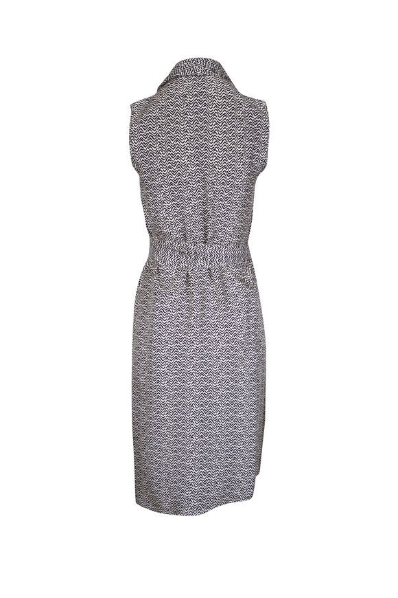 Kiton Black & White Print Sleeveless Silk Wrap Dress - view 4