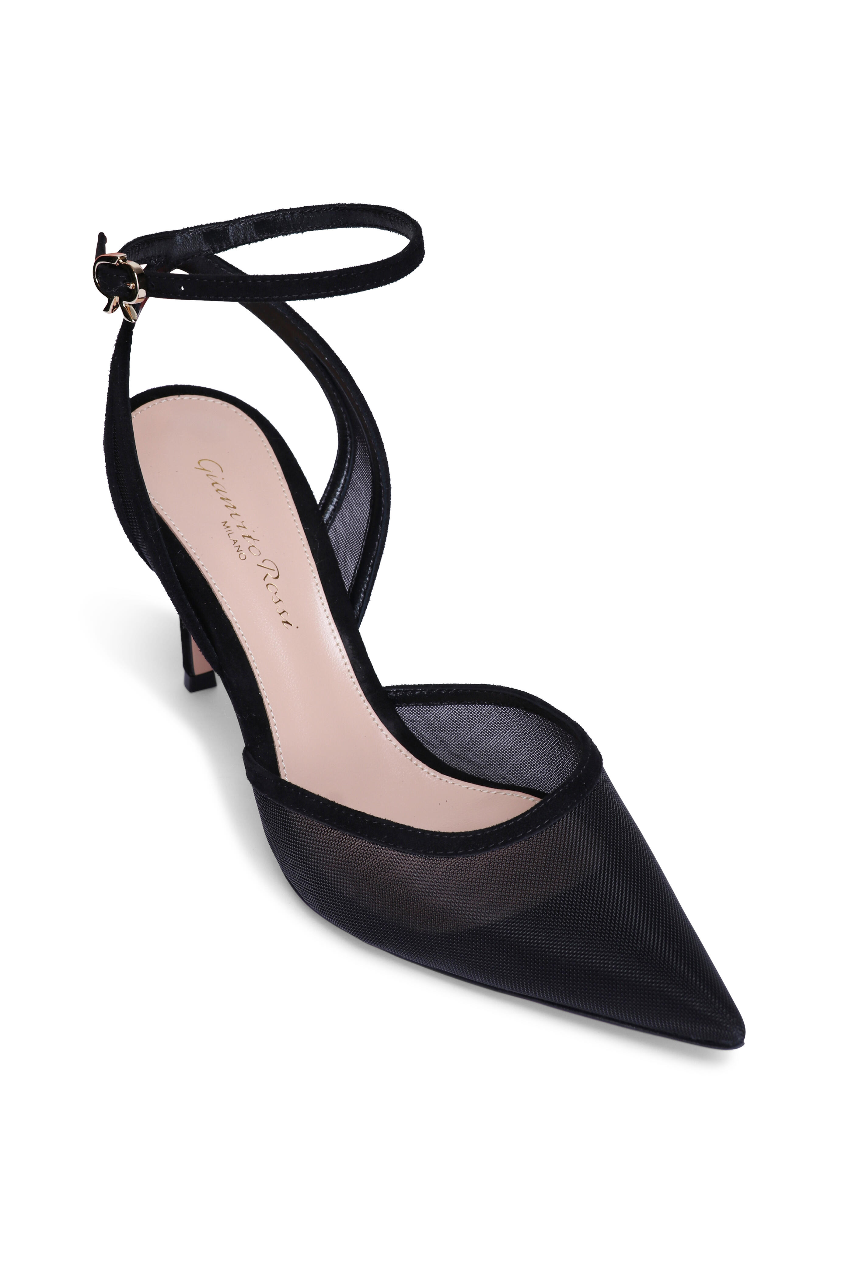 Gianvito Rossi - Sheer Organza Ankle Strap Pump in Black