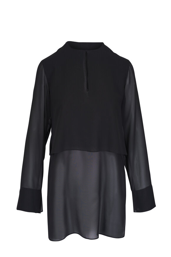 Akris Black Long Sleeve Silk Tunic