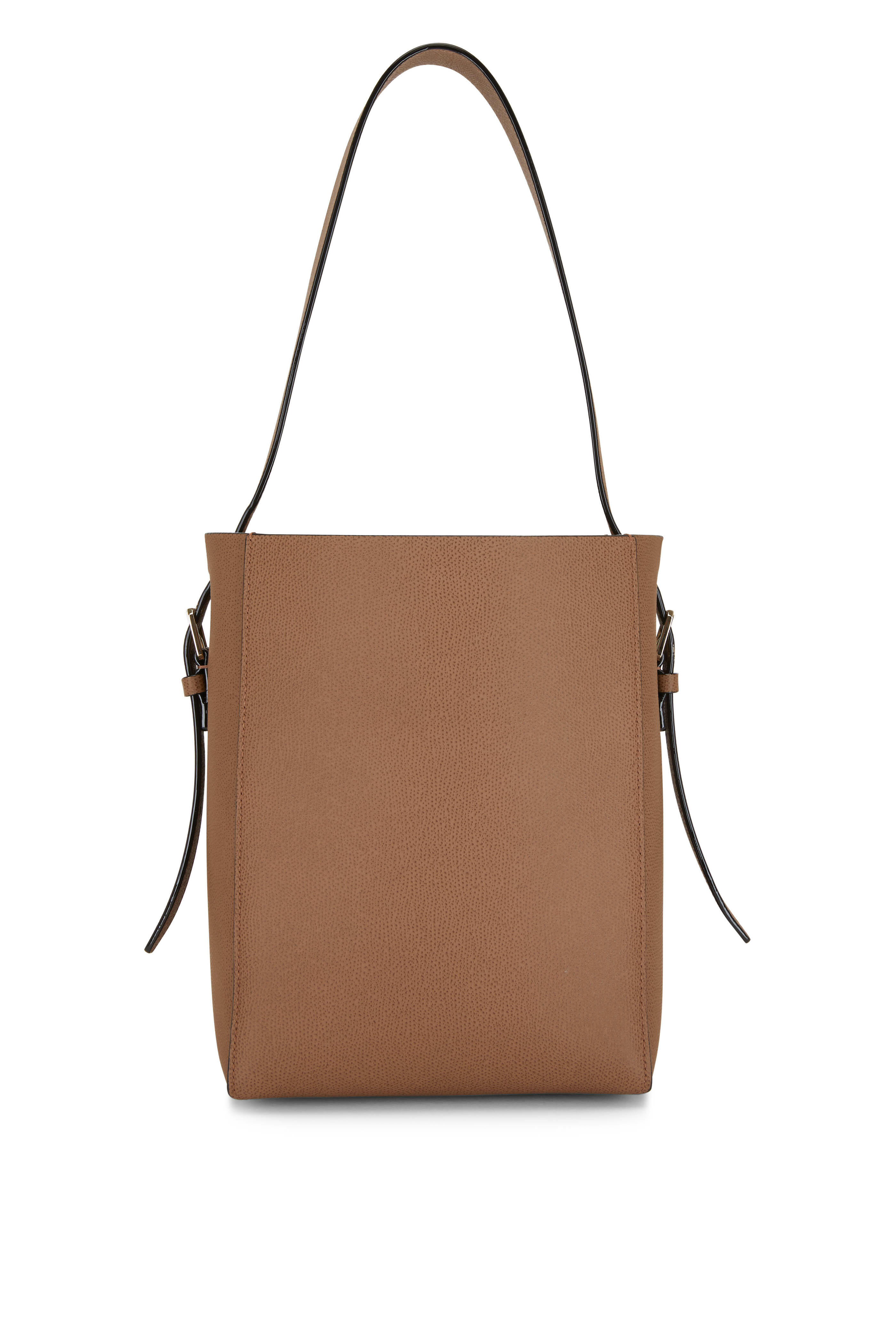 Valextra - Dark Taupe Leather Small Bucket Bag