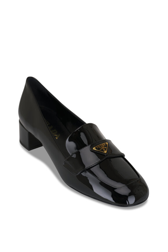 Prada Black Patent Leather Loafer Pump, 35mm 