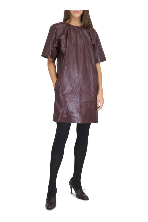 Totême Bordeaux Cocoon Leather Dress - view 2