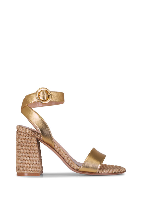 Gianvito Rossi Luana Mekong Leather & Raffia Sandal, 85mm - view 3