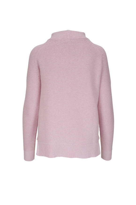 Kinross - Chiffon Pink Garter Stitch Funnel Neck Sweater 