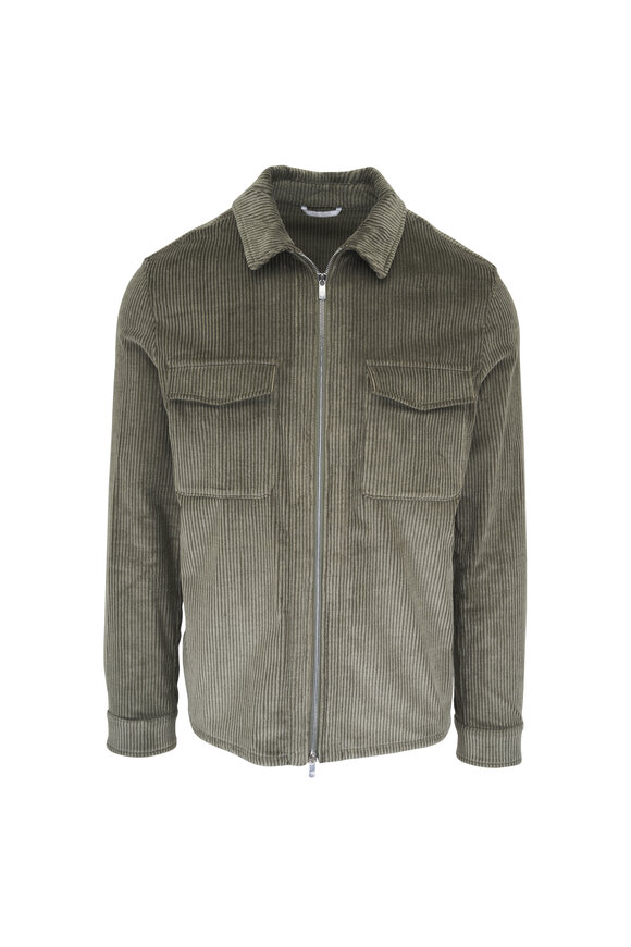 Marco Pescarolo Urus Olive Green Cotton & Cashmere Full Zip Jacket - view 1