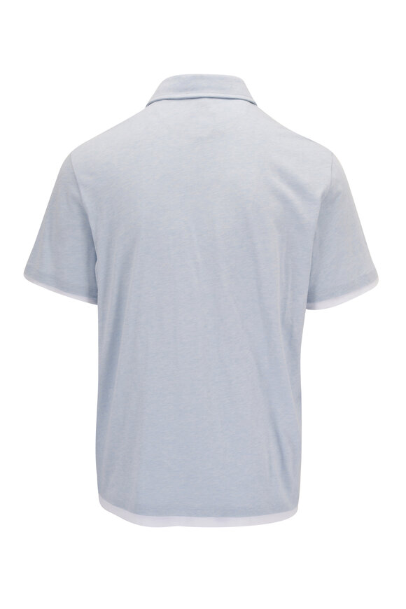 Vince - Blue & White Double Layer Cotton Polo 