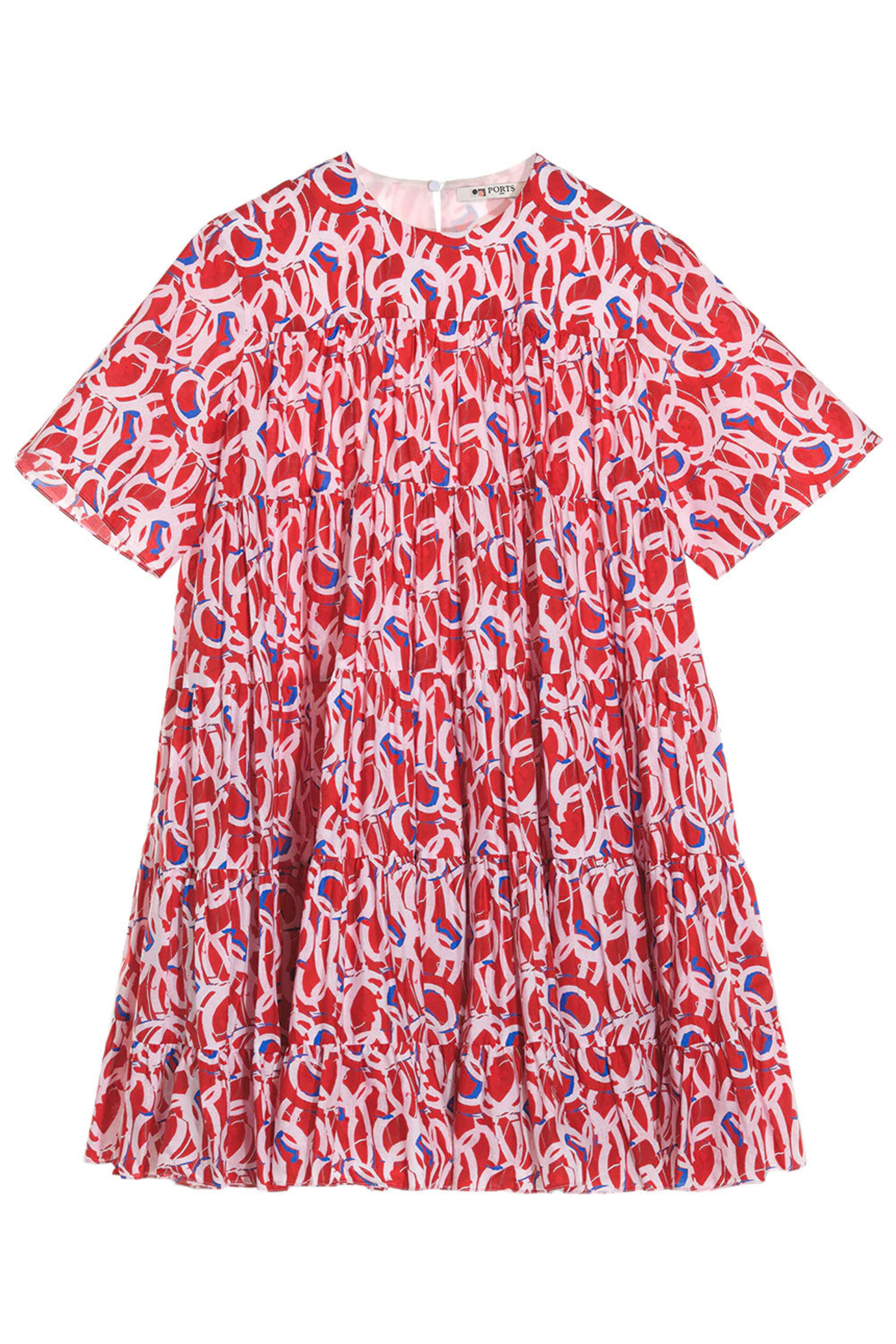 Ports 1961 - Red and White Print Tiered Dress