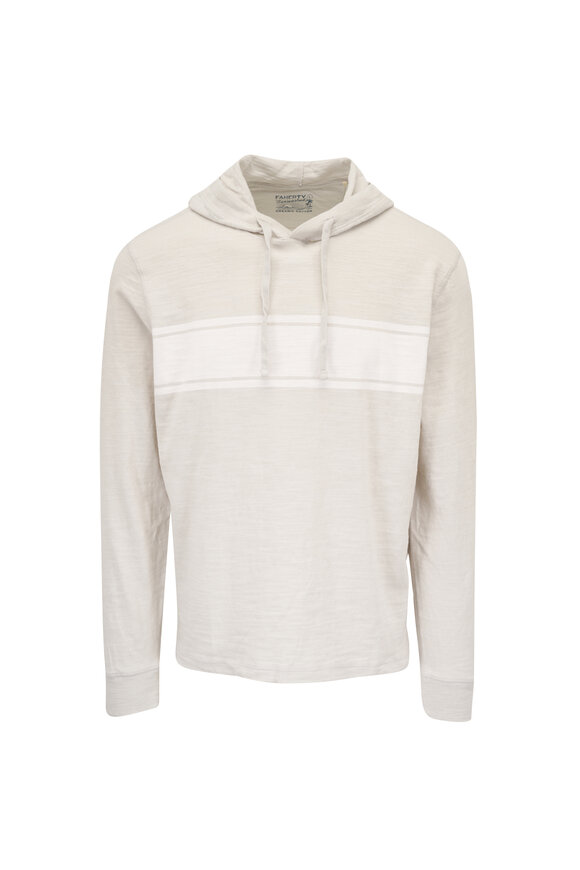 Faherty Brand Sunwashed Ice Gray Surf Stripe Cotton Hoodie - view 1