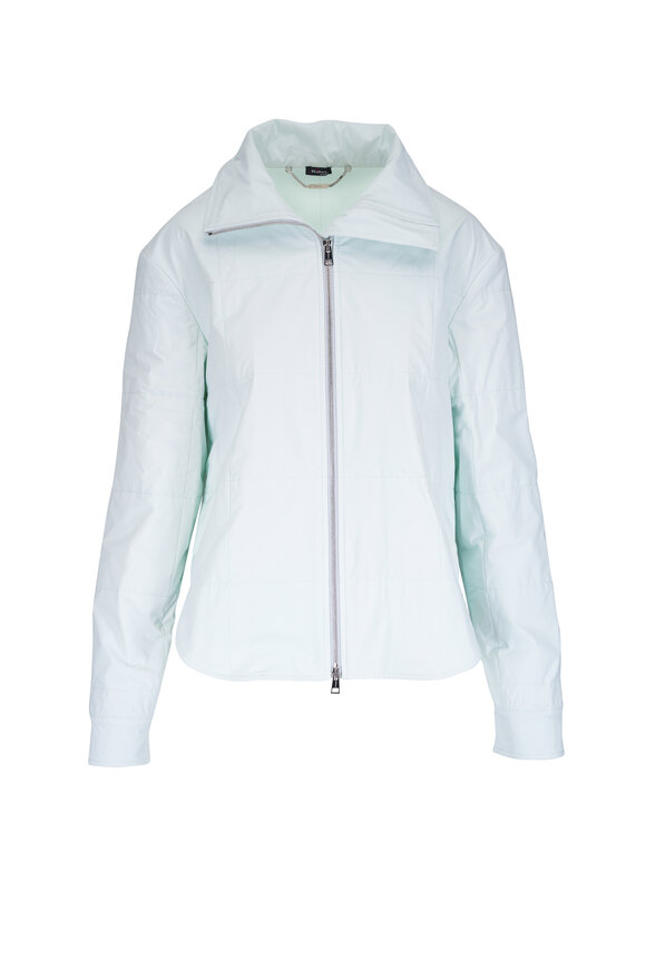 Kiton Celestial Light Blue Padded Zip Front Coat