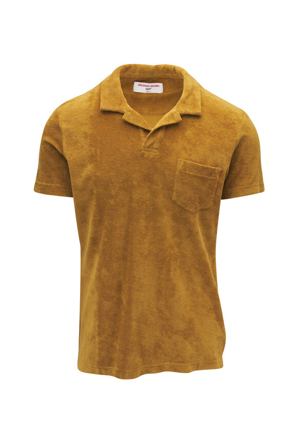 Orlebar Brown Terry Gold Cotton Short Sleeve Polo