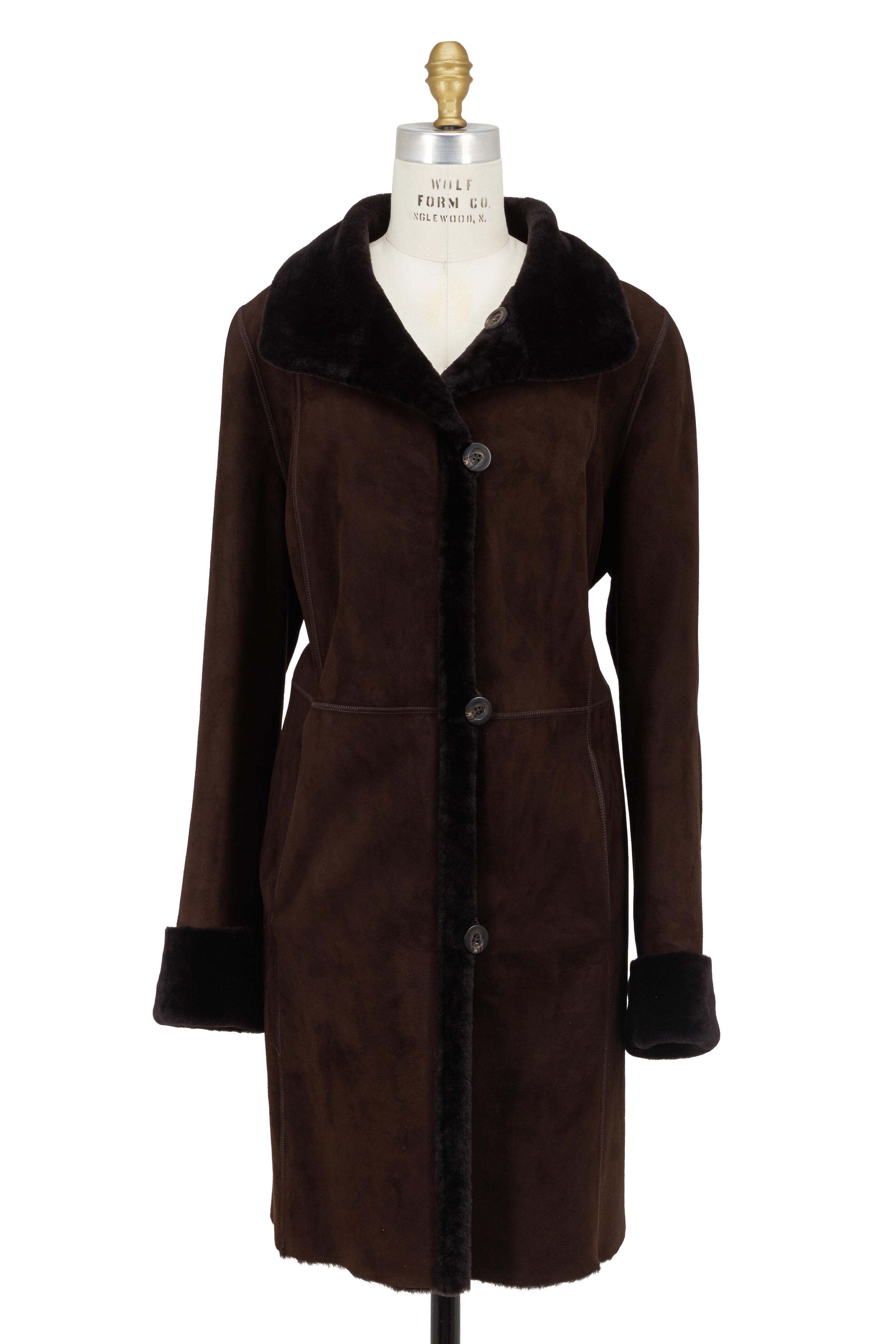 Viktoria Stass - Ebony Brown Shearling & Suede Reversible Coat