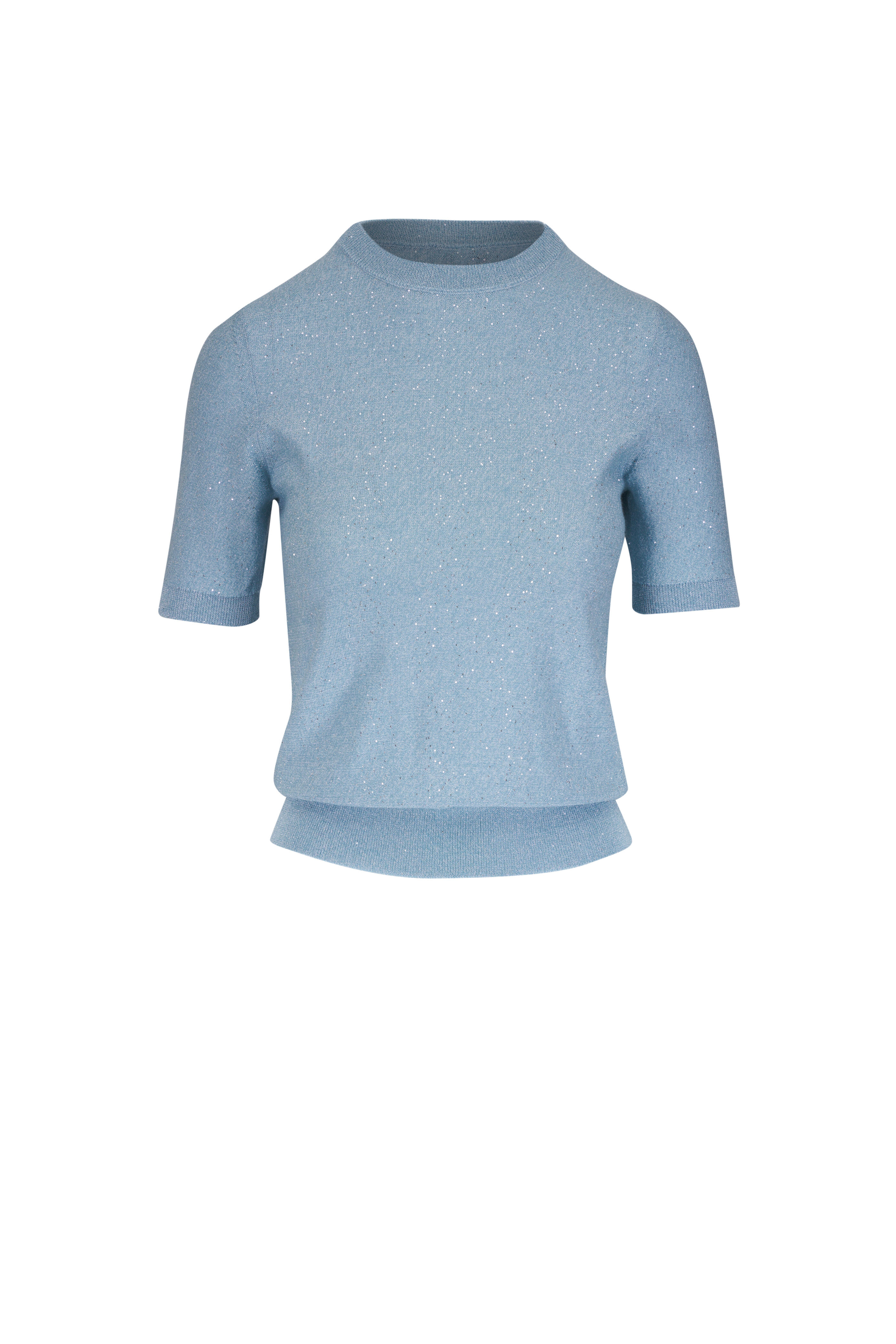 Kinross - Light Blue Sequin Short Sleeve Sweater