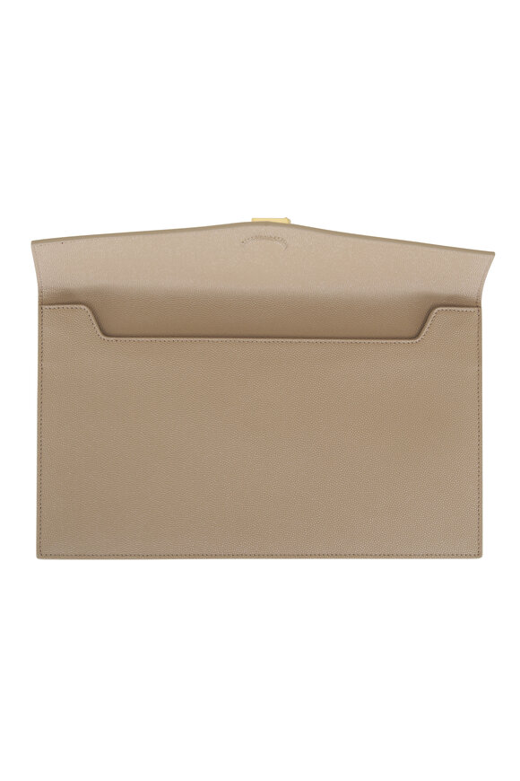 Saint Laurent - Uptown Pouch Dark Beige Grained Leather Clutch