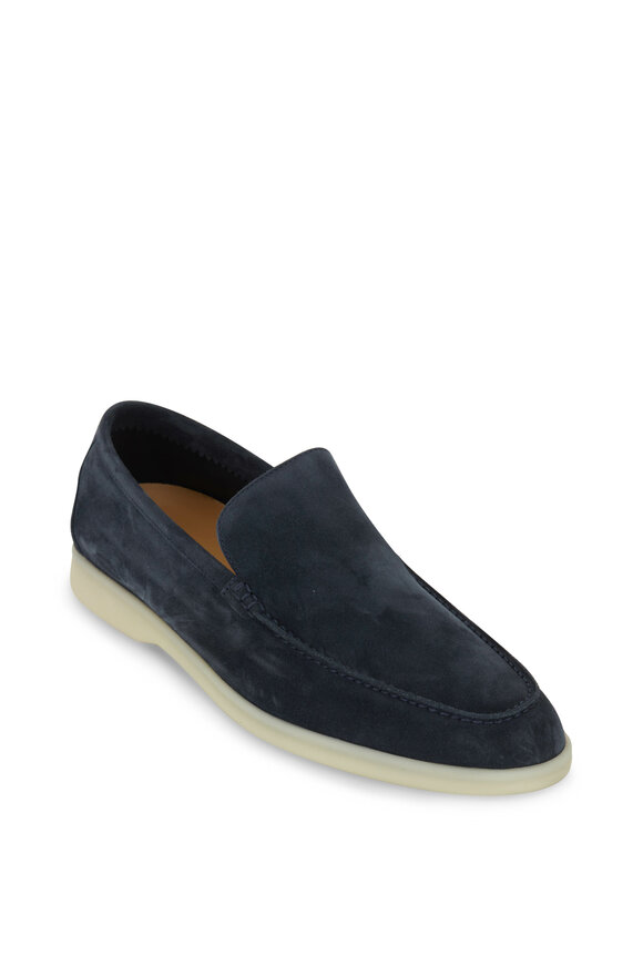 Loro Piana - Summer Walk Olive Suede Flat | Mitchell Stores