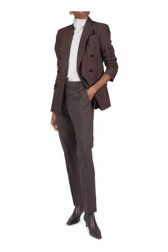 Brunello Cucinelli Pearl Gray Silk Draped Neck Blouse - view 2