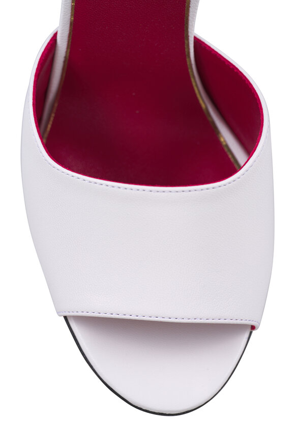 Valentino Garavani Drip Rose Kidskin White Crystalized Sandal, 105mm - view 4
