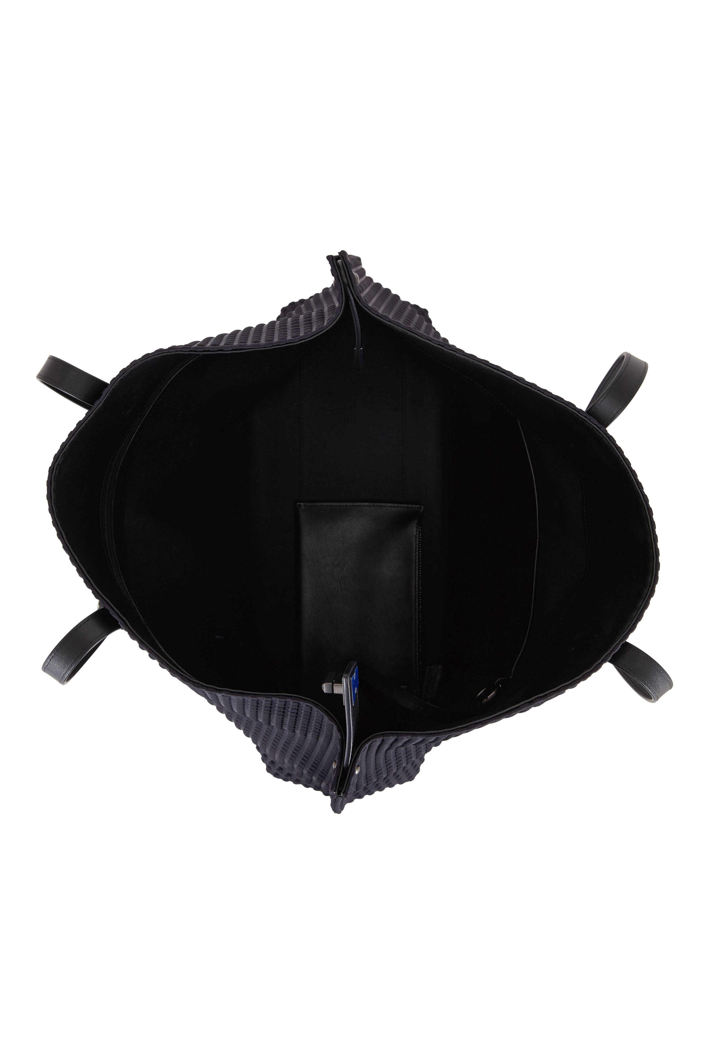 Akris - AI Black Embossed Techno Medium Shoulder Bag