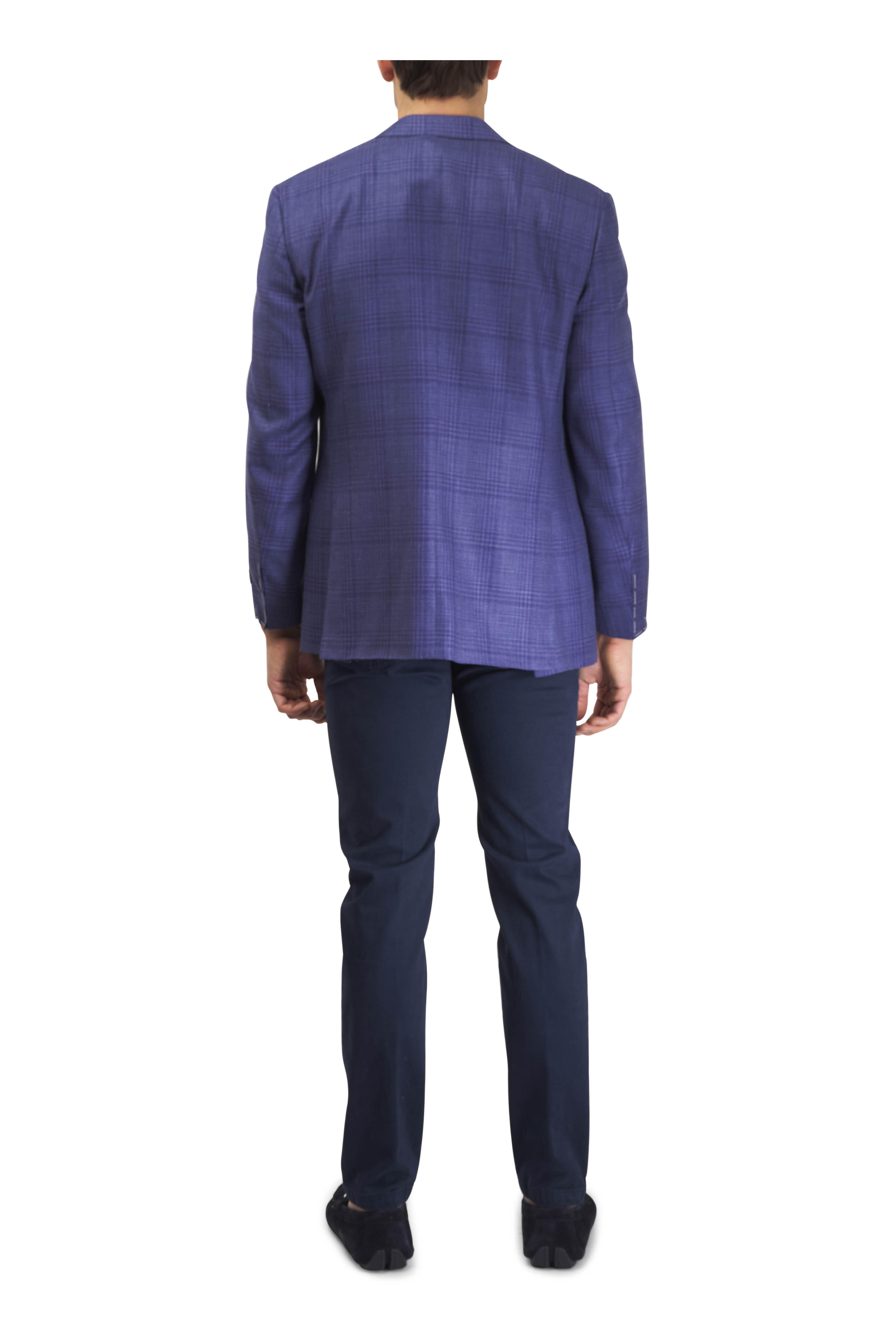 Canali - Navy Textured Johnny Collar Polo