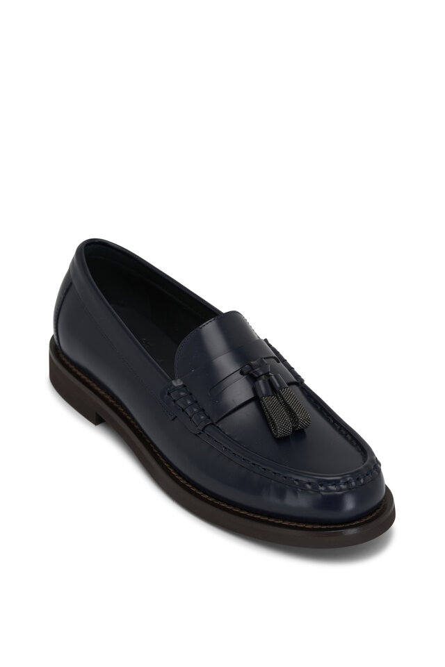 The Row - Adam Black Textured Leather Loafer | Mitchell Stores