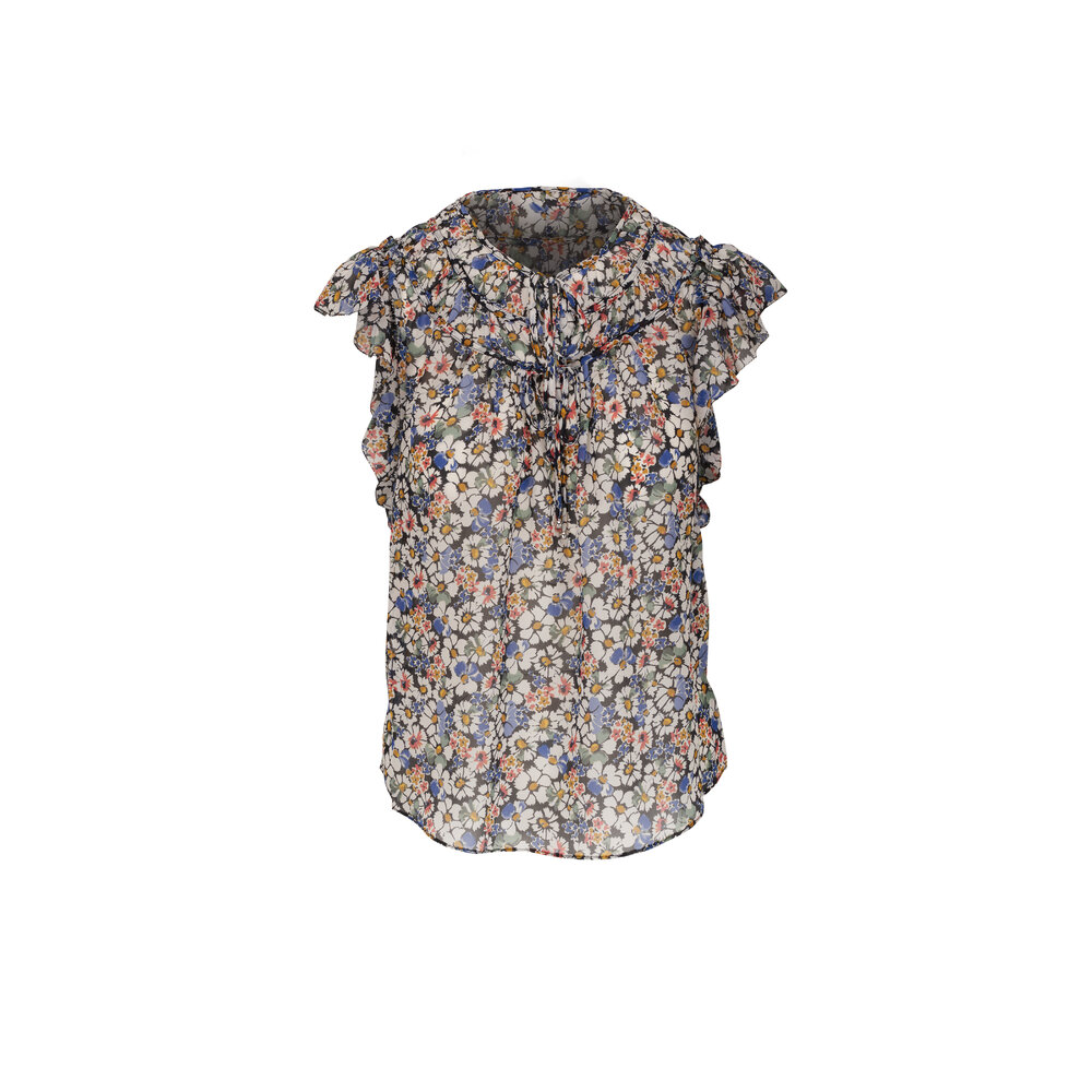 Veronica Beard - Ayan Black Multi Floral Top | Mitchell Stores