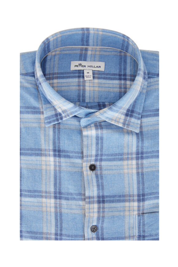 Peter Millar - Light Blue Plaid Flannel Sport Shirt