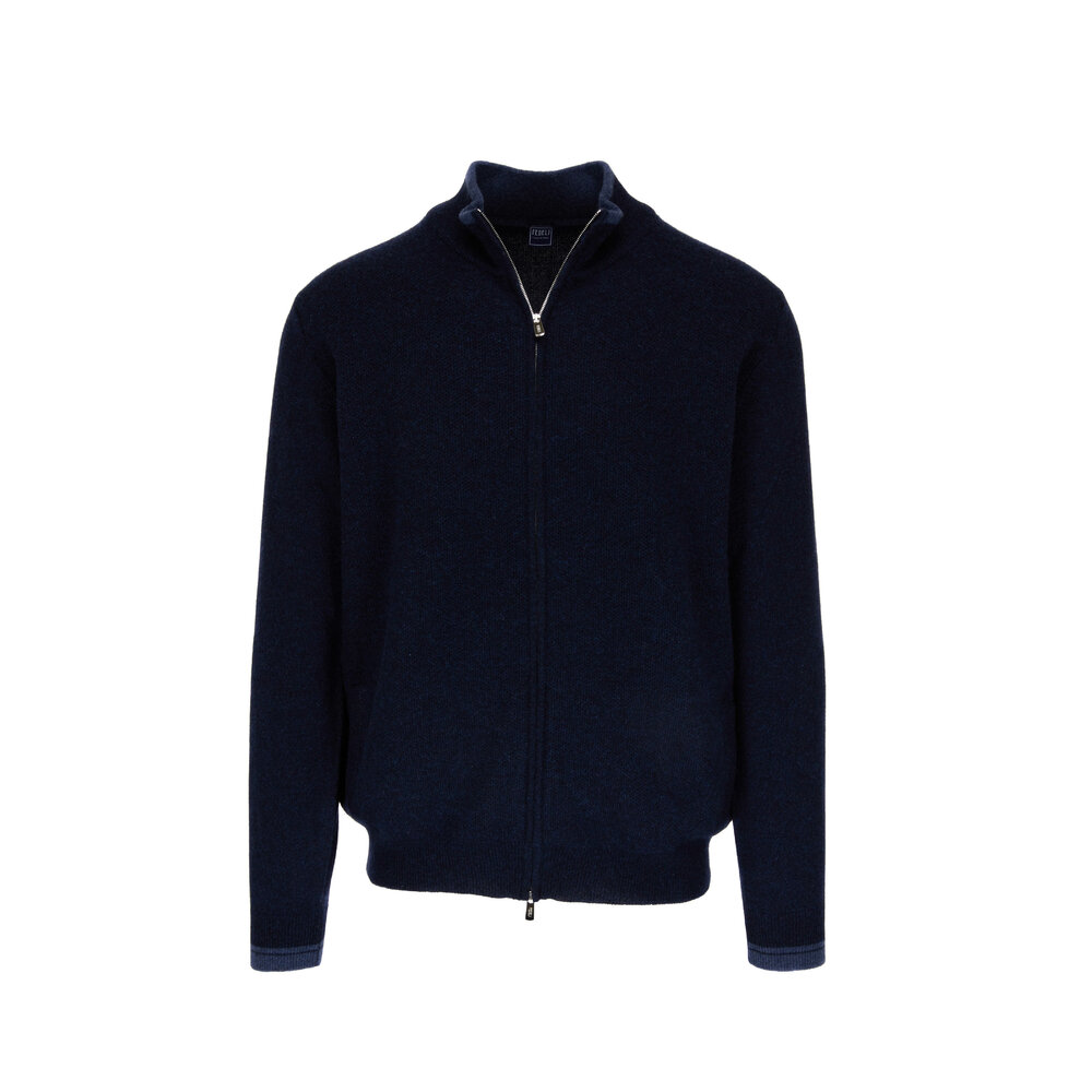Fedeli - Belagi Navy Cashmere Zip Sweater | Mitchell Stores