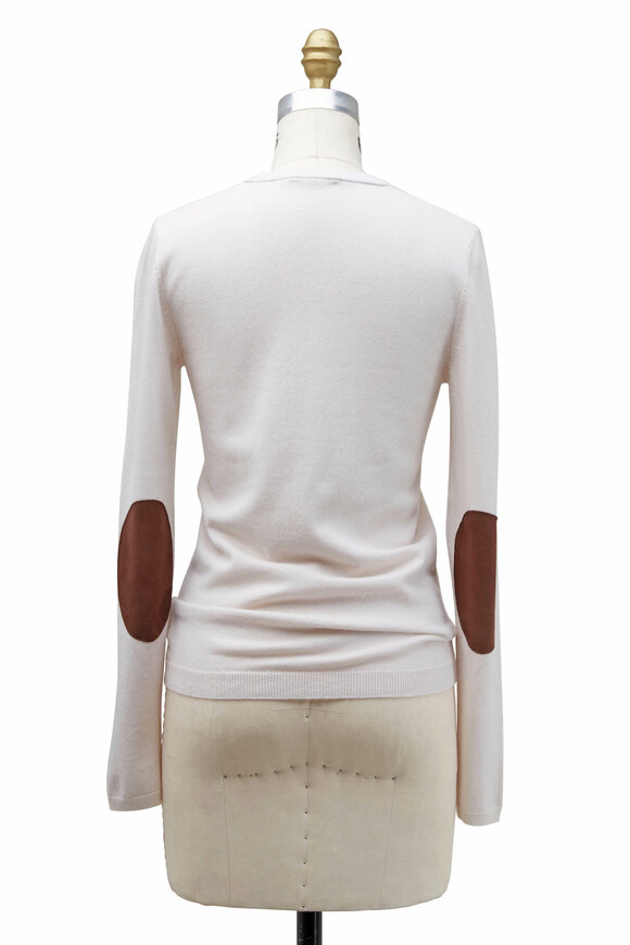 Brunello Cucinelli - Vanilla Cashmere With Suede Elbow Patches Sweater 