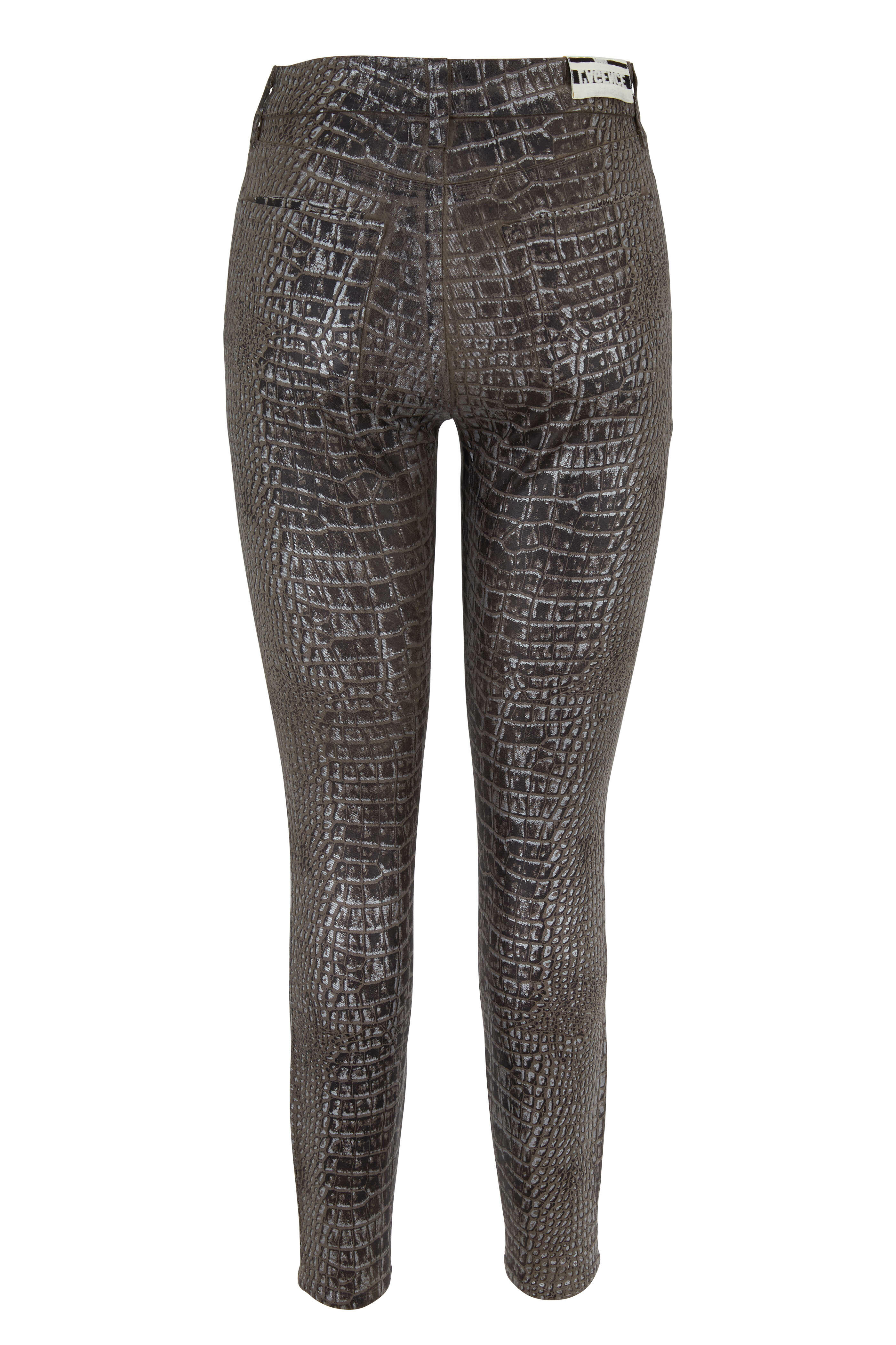 L'Agence - Margot Brown Croc Foiled High-Rise Skinny Jean