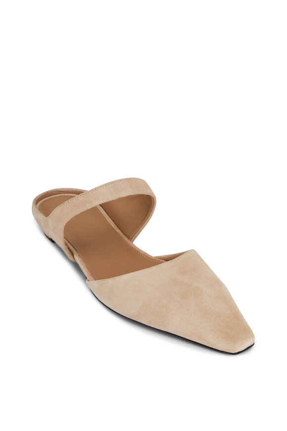 Totême - Pointy Ecru Suede Flat
