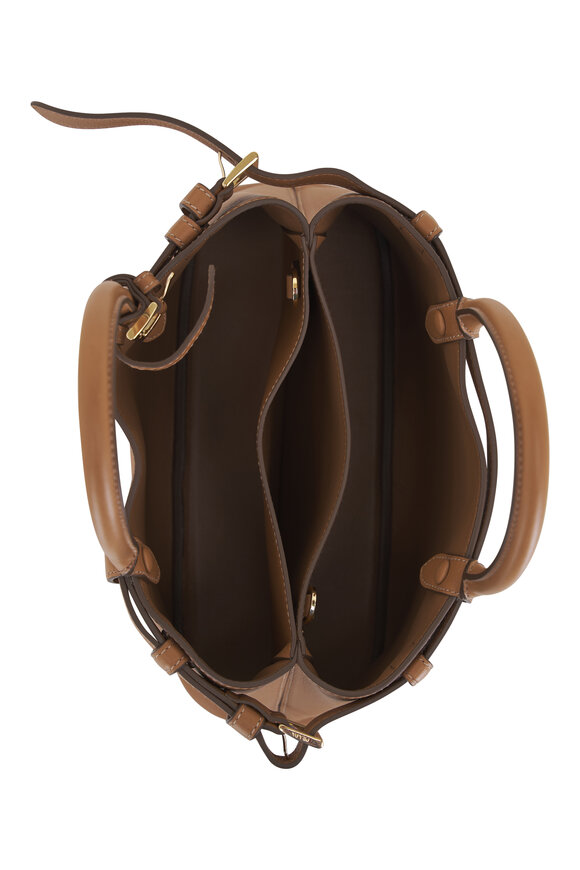 Prada - Small Caramel Leather Belted Satchel Bag 