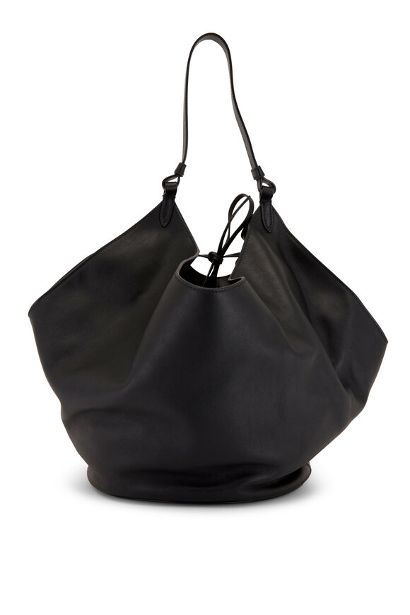 Khaite - Medium Lotus Black Leather Shoulder Bag