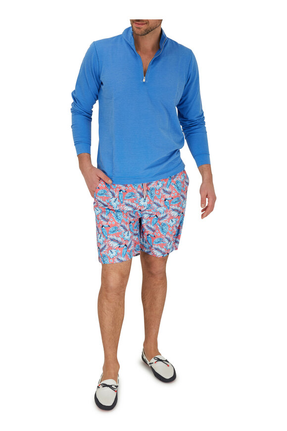 Peter Millar - Seaside Collection Red Toucan Print Swim Trunks