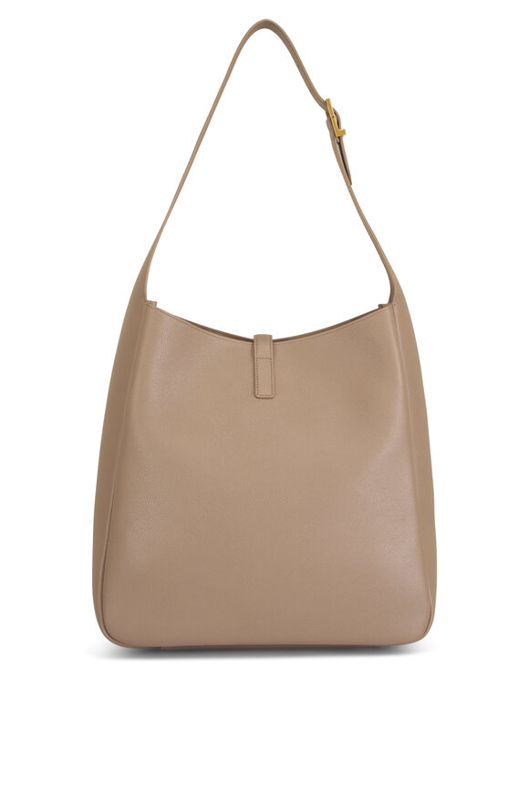 Saint Laurent Large Cassandre Taupe Leather Shoulder Bag - view 2