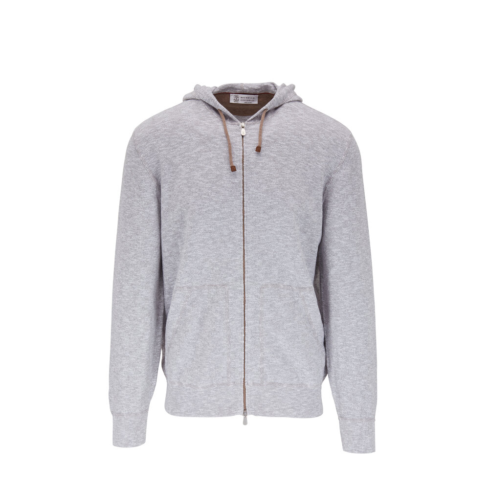 Brunello Cucinelli - Gray Heather Front Zip Hoodie