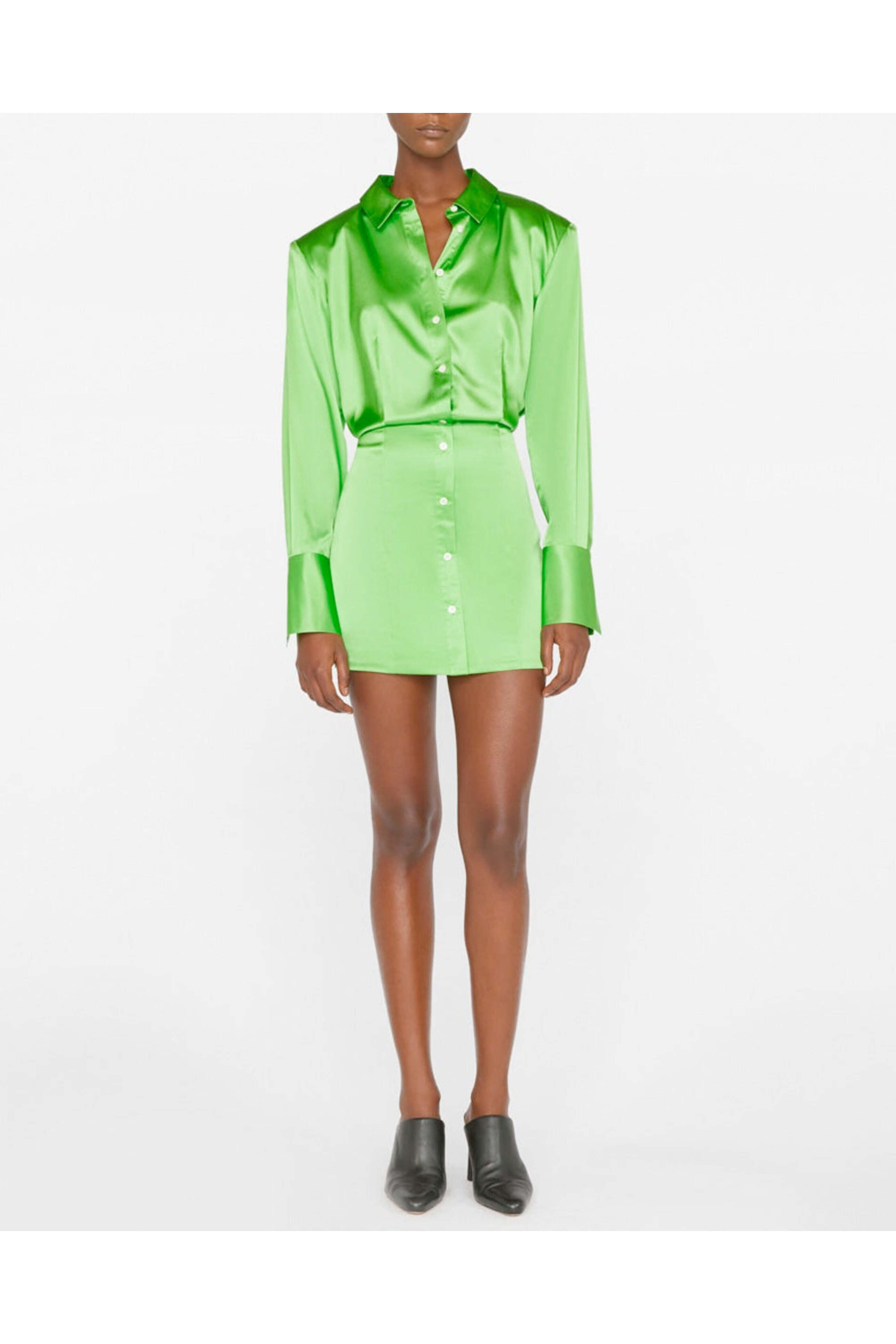 Frame - Bright Peridot Strong Shoulder Mini Dress