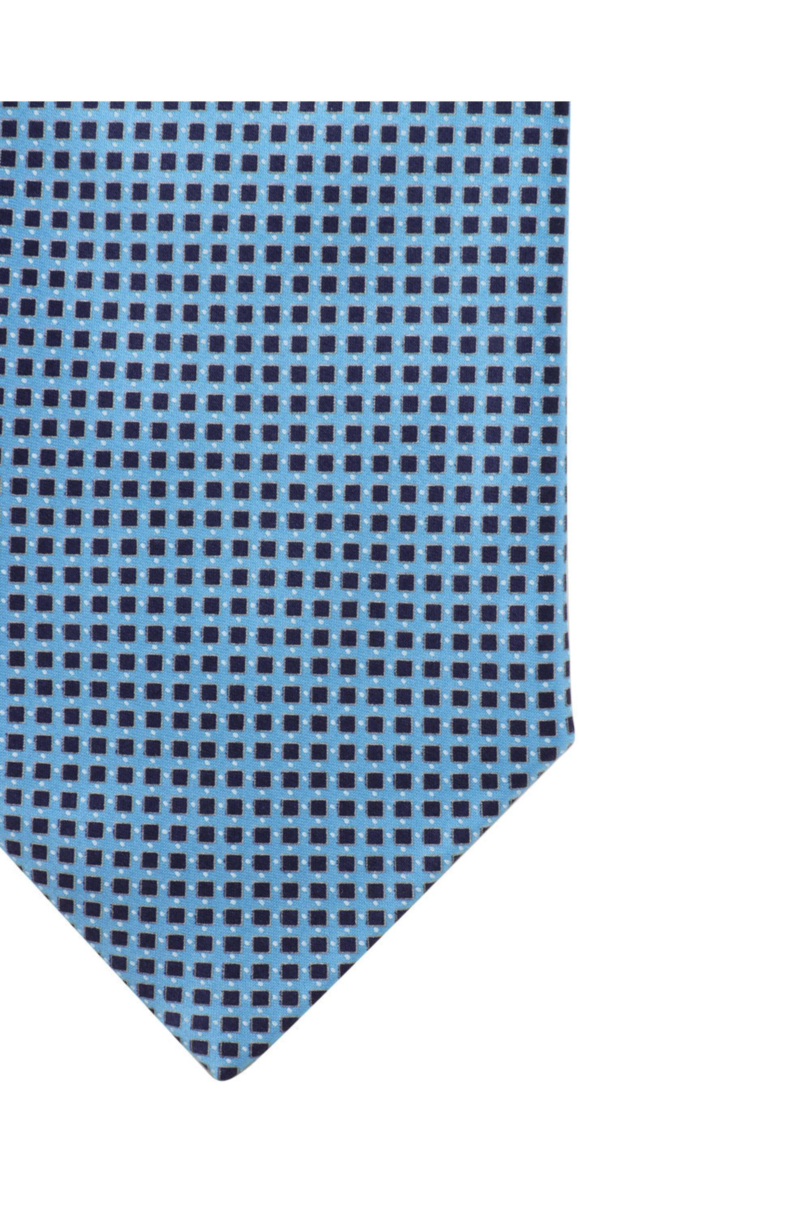 Italo Ferretti - Light Blue and Navy Micro Checked Silk Tie