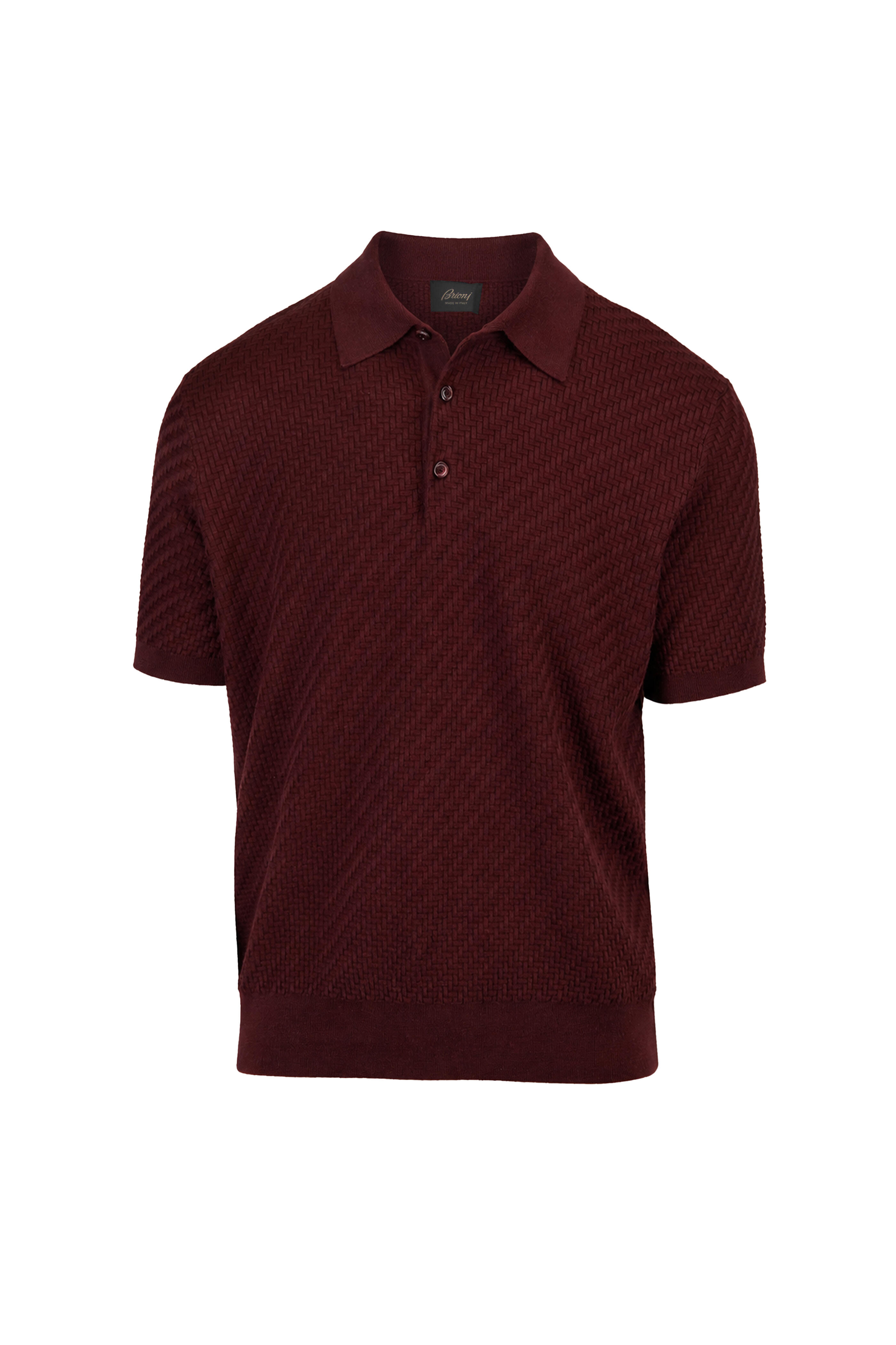 Brioni - Dark Plum Trama Weave Polo - view 1