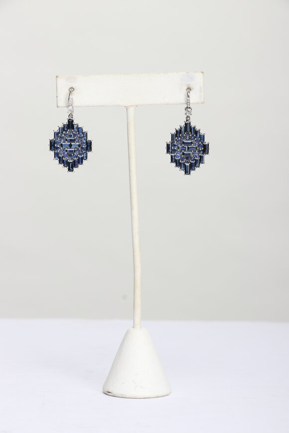 Nam Cho 18k Diamond Blue Sapphire Drop Earrings