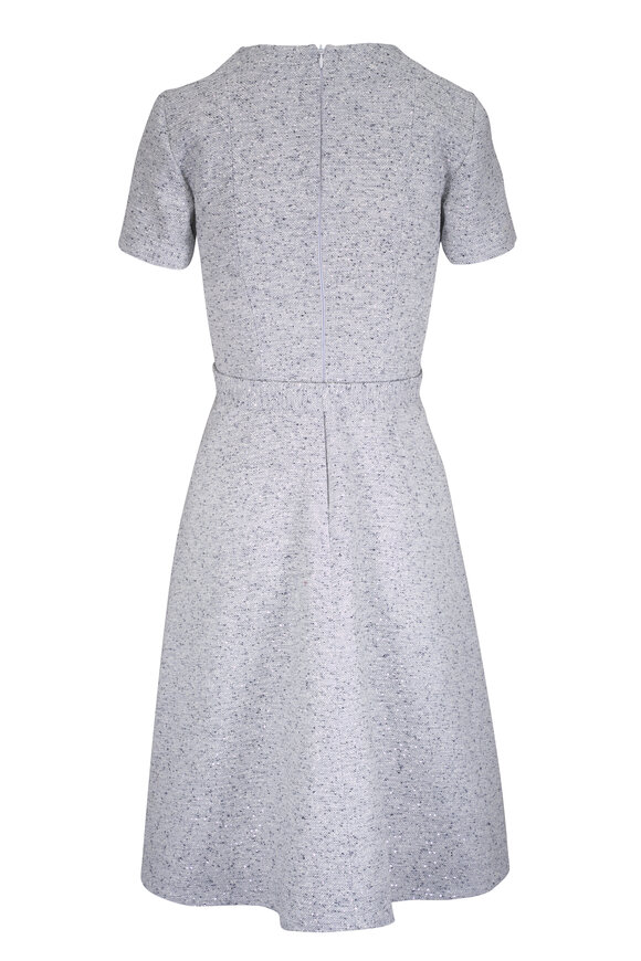Kiton Light Gray Sparkly Tweed Belted Dress - view 3