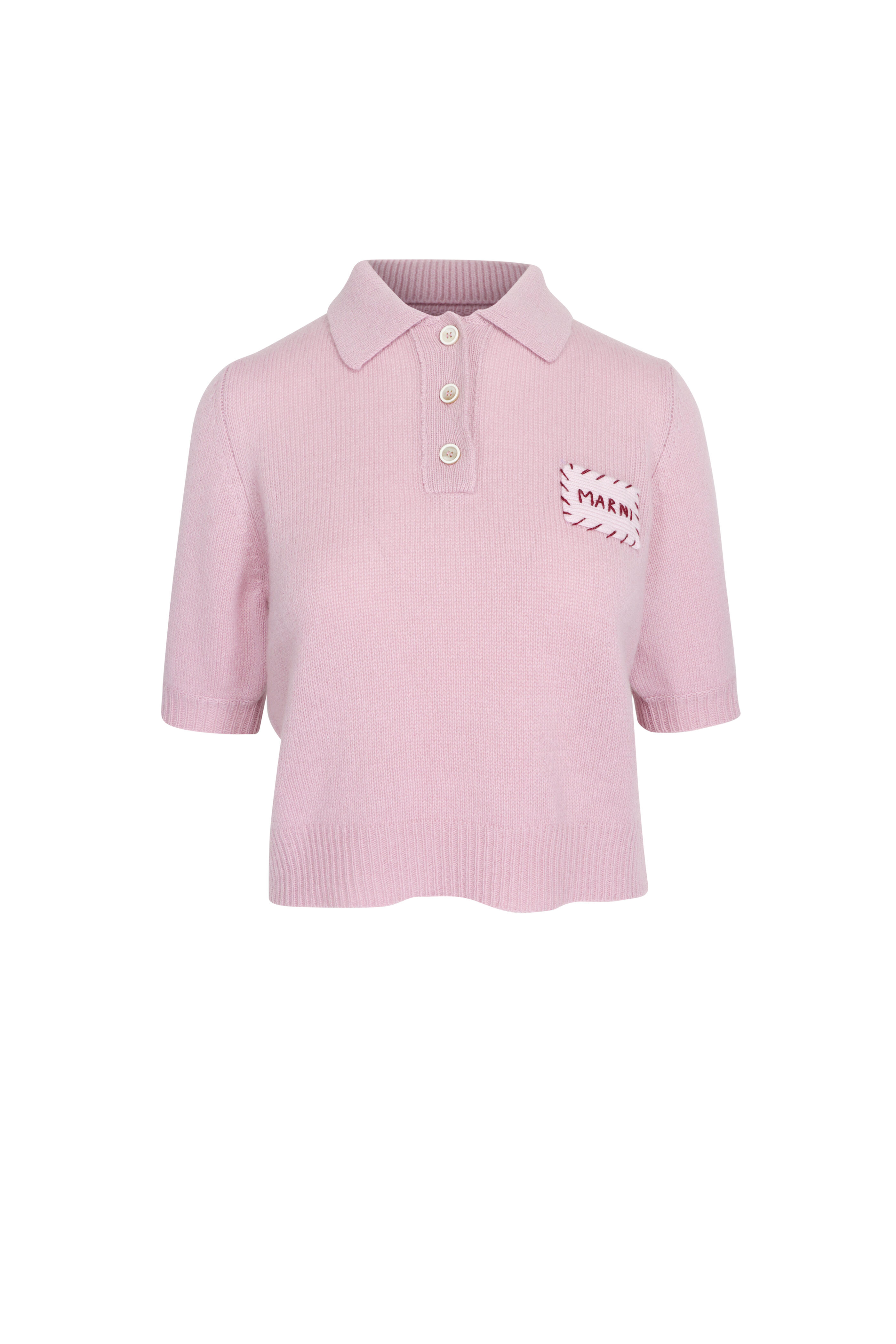 Marni - Pink Cashmere Polo Short Sleeve Sweater