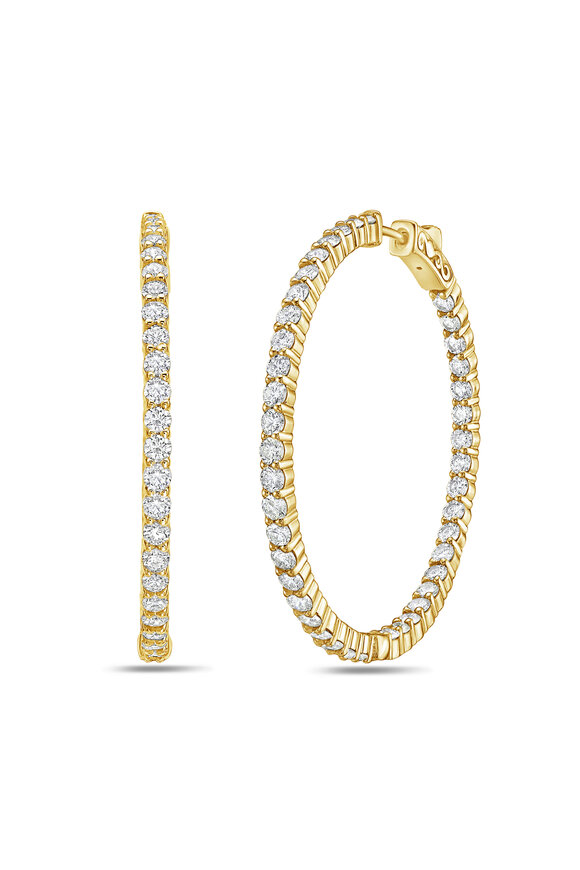 Diana M Jewels 14k Yellow Gold Diamond Hoop Earring - view 1