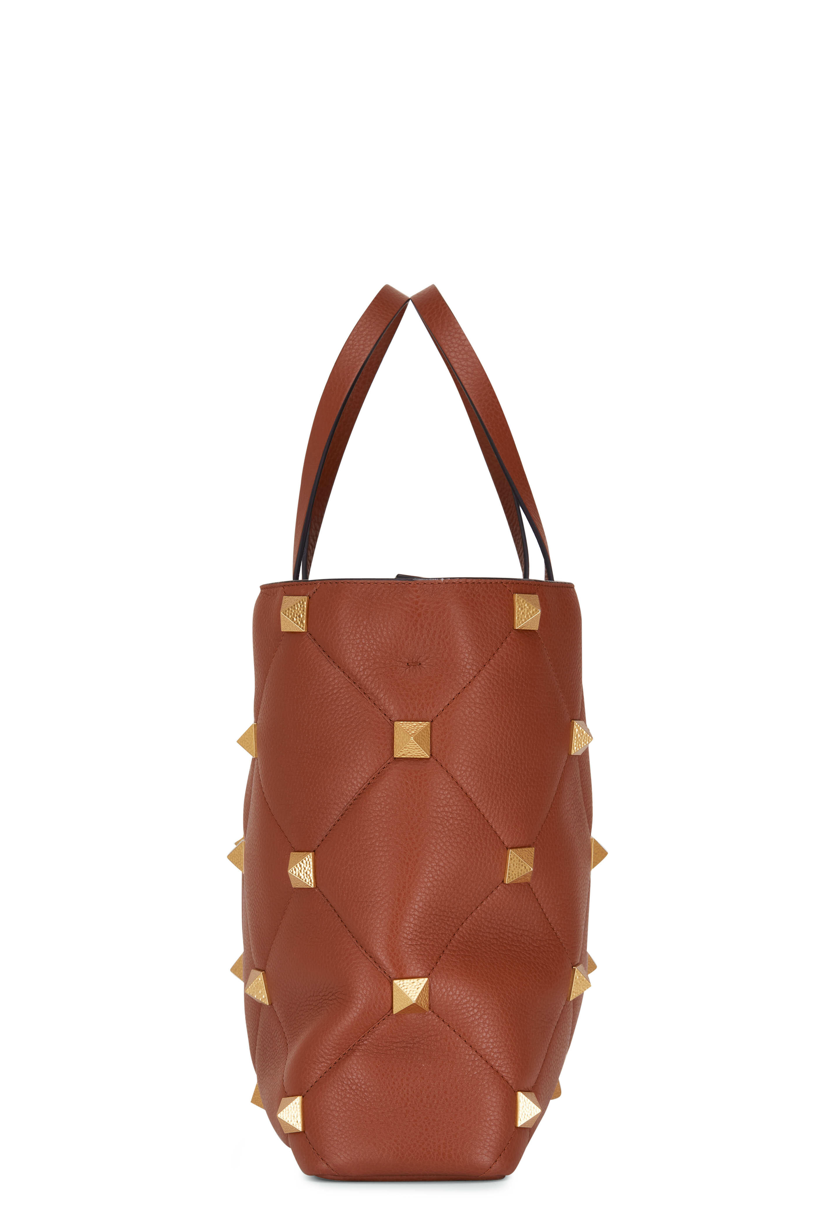 Valentino Garavani - Saddle Brown Leather Roman Stud Large Tote