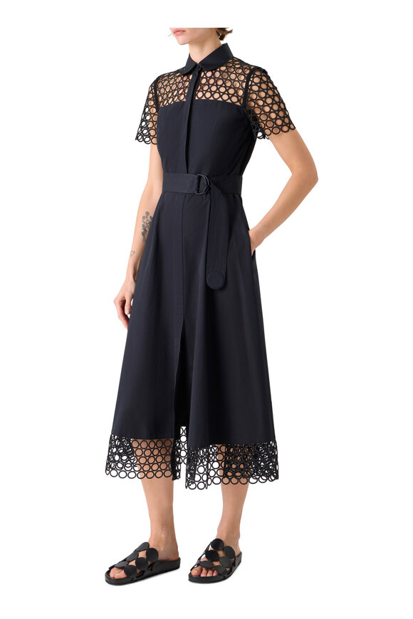 Akris Punto Black Dot Eyelet Midi Shirtdress - view 4