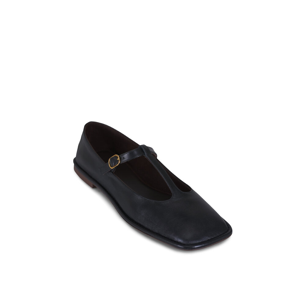 【送料&関税込】The Row Black Square T Leather Flats The Row Black Square T Leather Flats | italist
